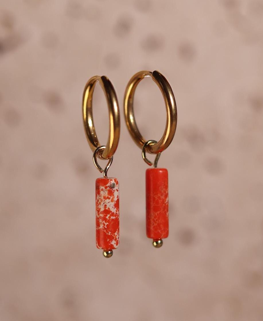 GoodLoverz Nature Collection Creolen 14k vergoldet Orange