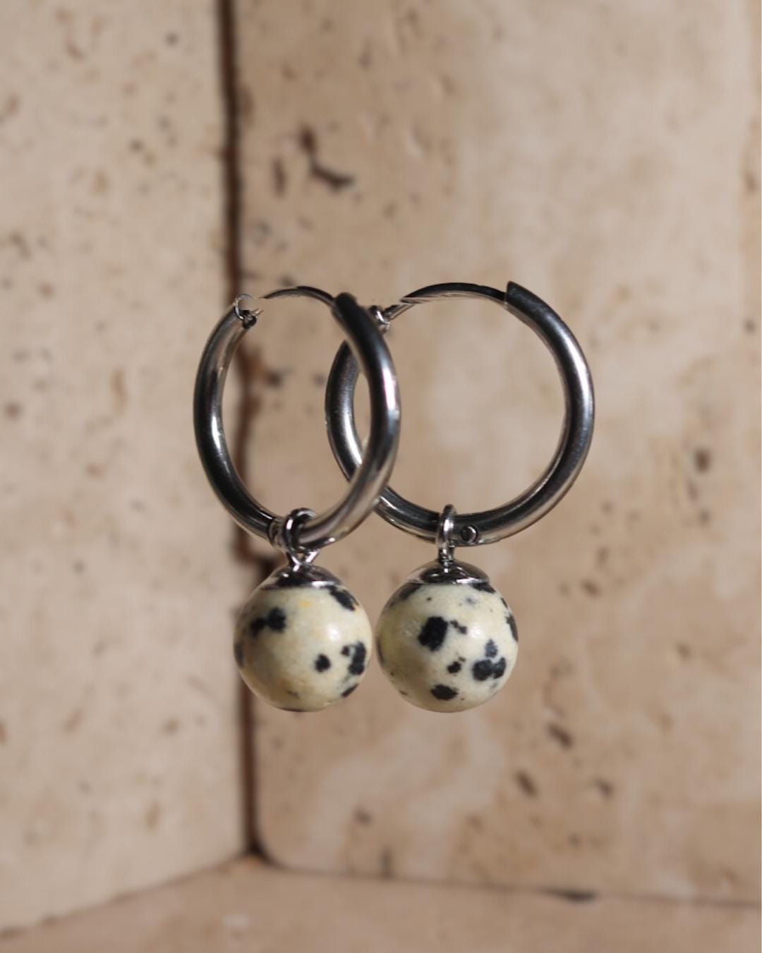 GoodLoverz Nature Collection Creolen silber mit Dalmatiner Jaspis