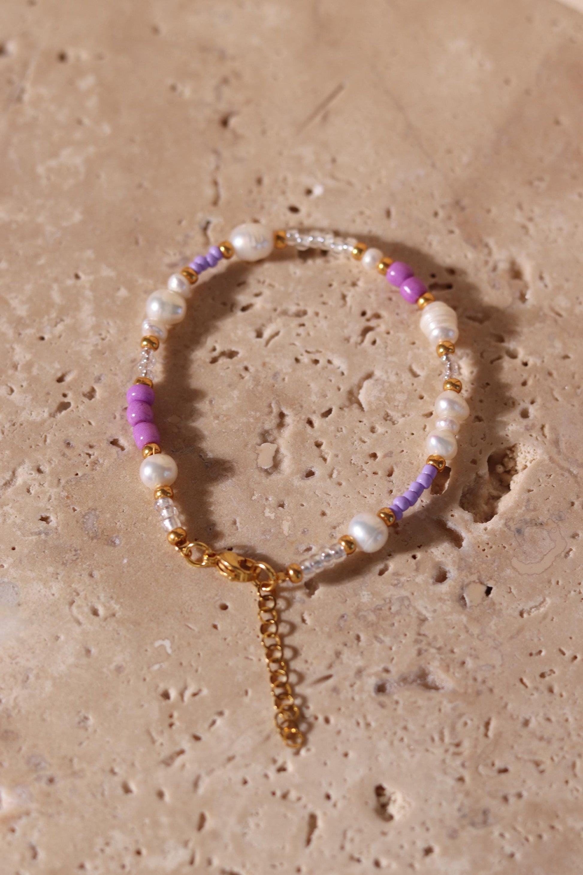 GoodLoverz Lavender Gold Armband mit Süßwasserperlen