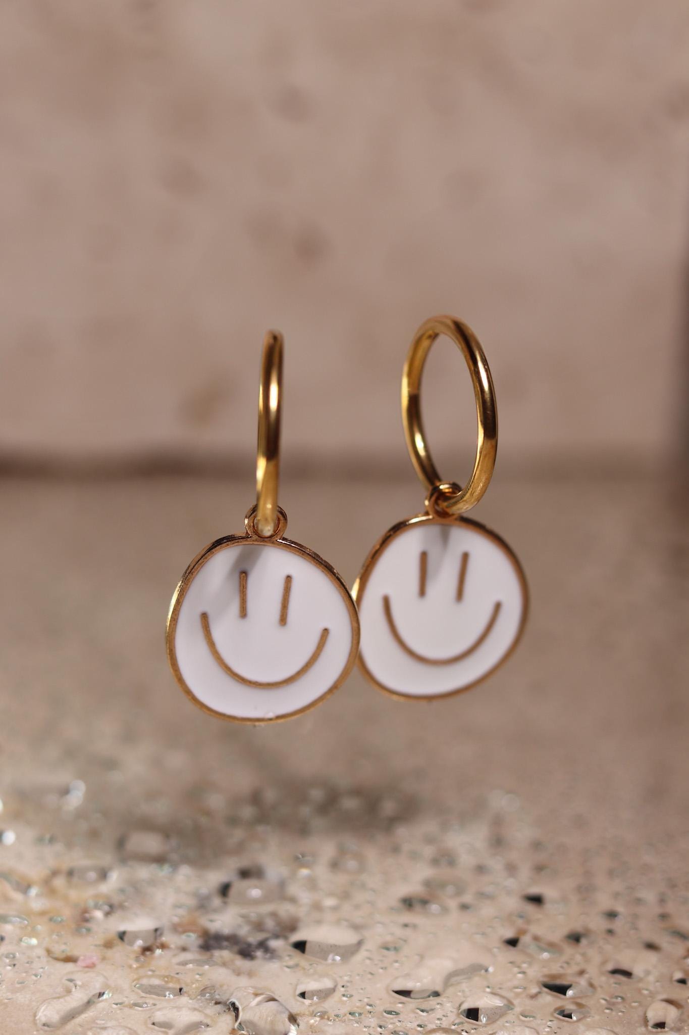 GoodLoverz Happy Face Collection Smiley Creolen 14k vergoldet small