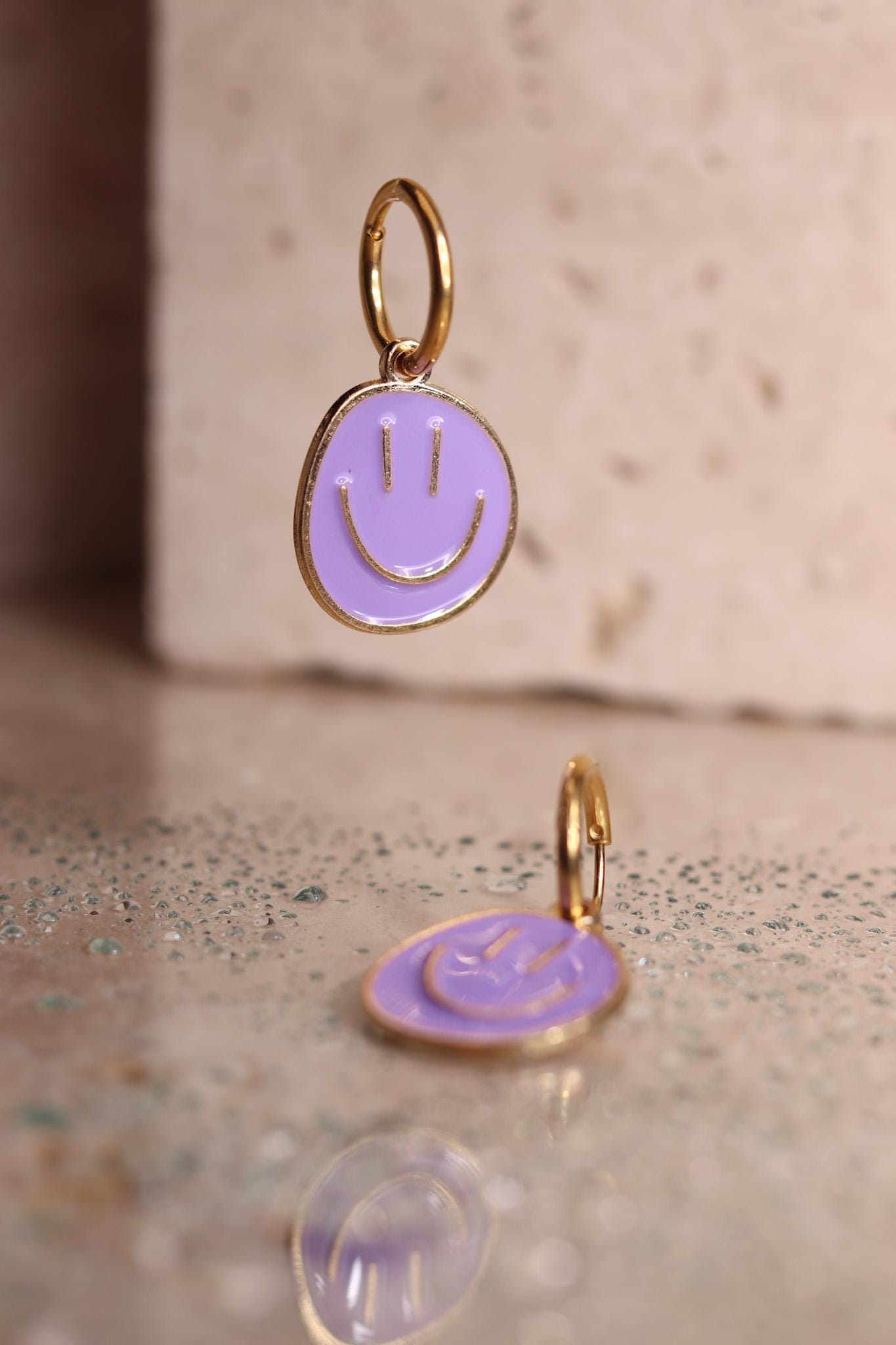GoodLoverz Happy Face Collection Smiley Creolen 14k vergoldet small