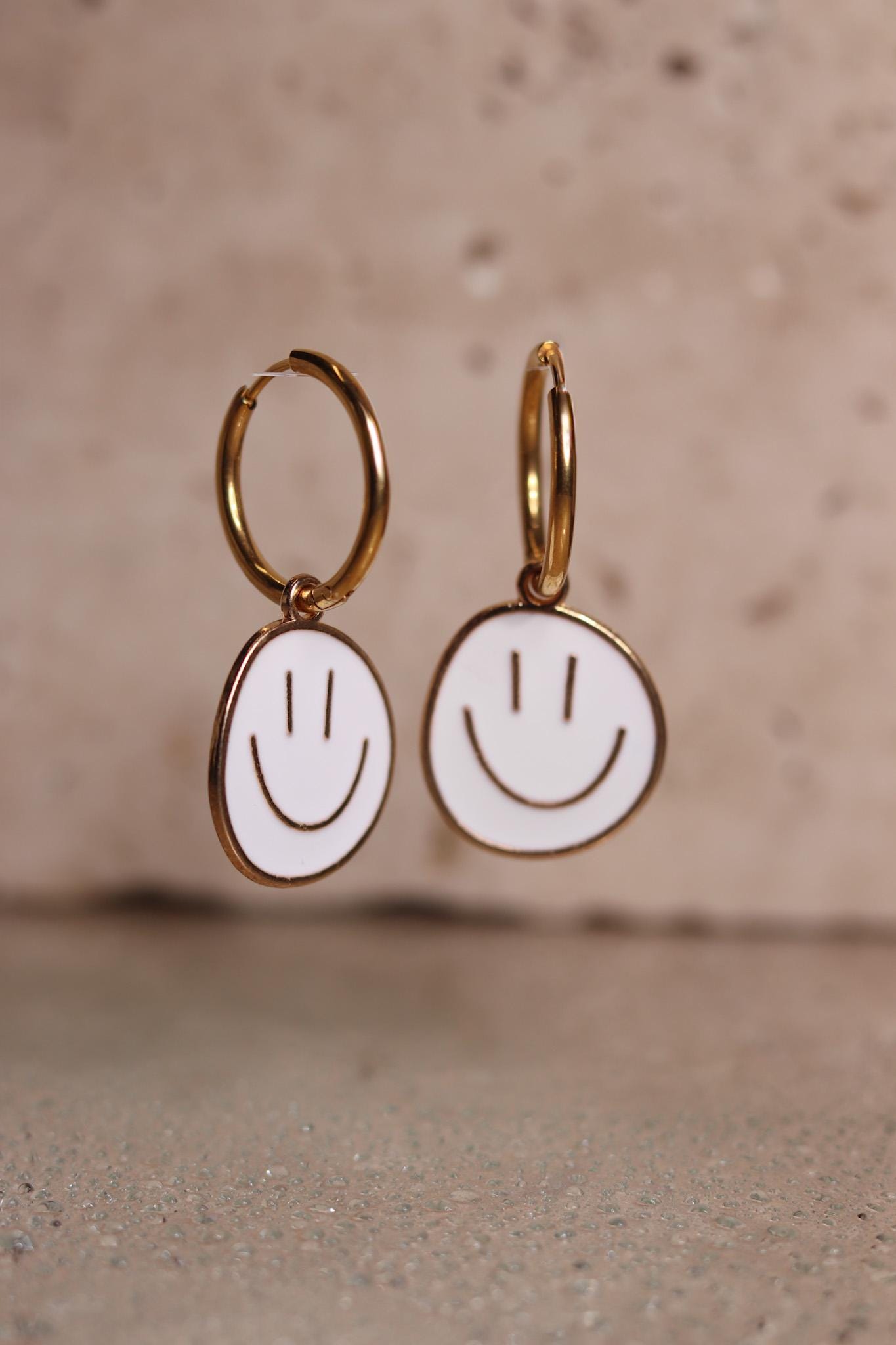 GoodLoverz Happy Face Collection Smiley Creolen 14k vergoldet