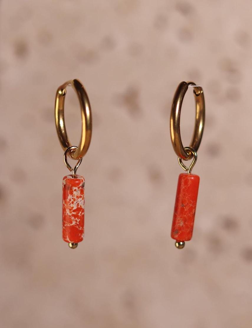 GoodLoverz Nature Collection Creolen 14k vergoldet Orange