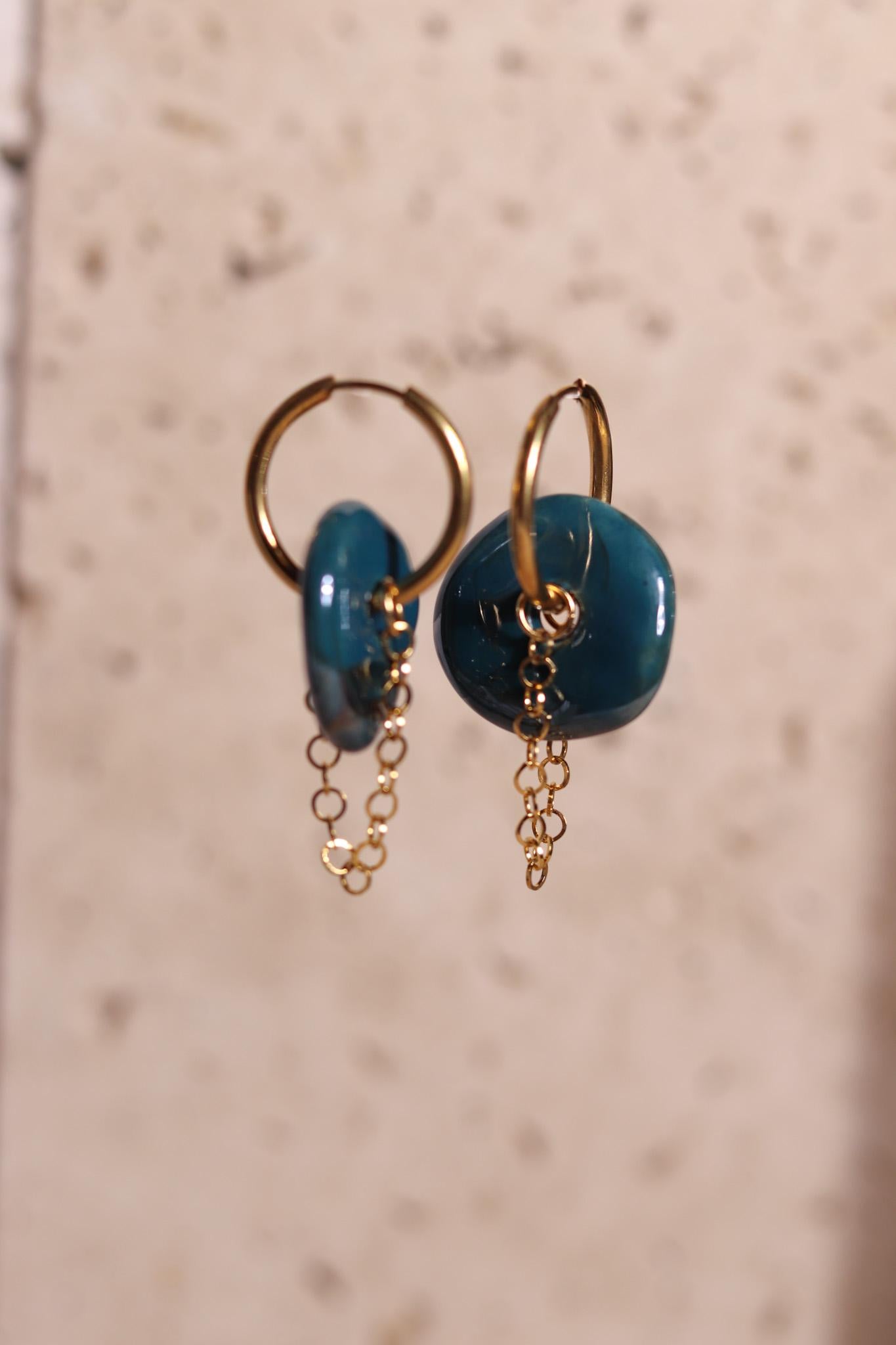 GoodLoverz Keramik Detail Creolen 14 k vergoldet