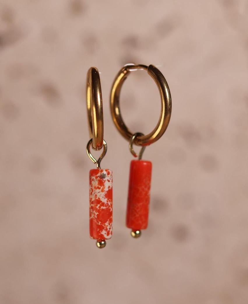 GoodLoverz Nature Collection Creolen 14k vergoldet Orange