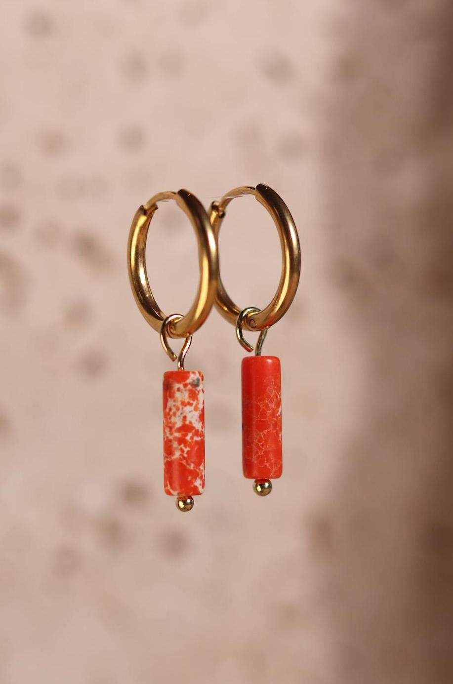 GoodLoverz Nature Collection Creolen 14k vergoldet Orange