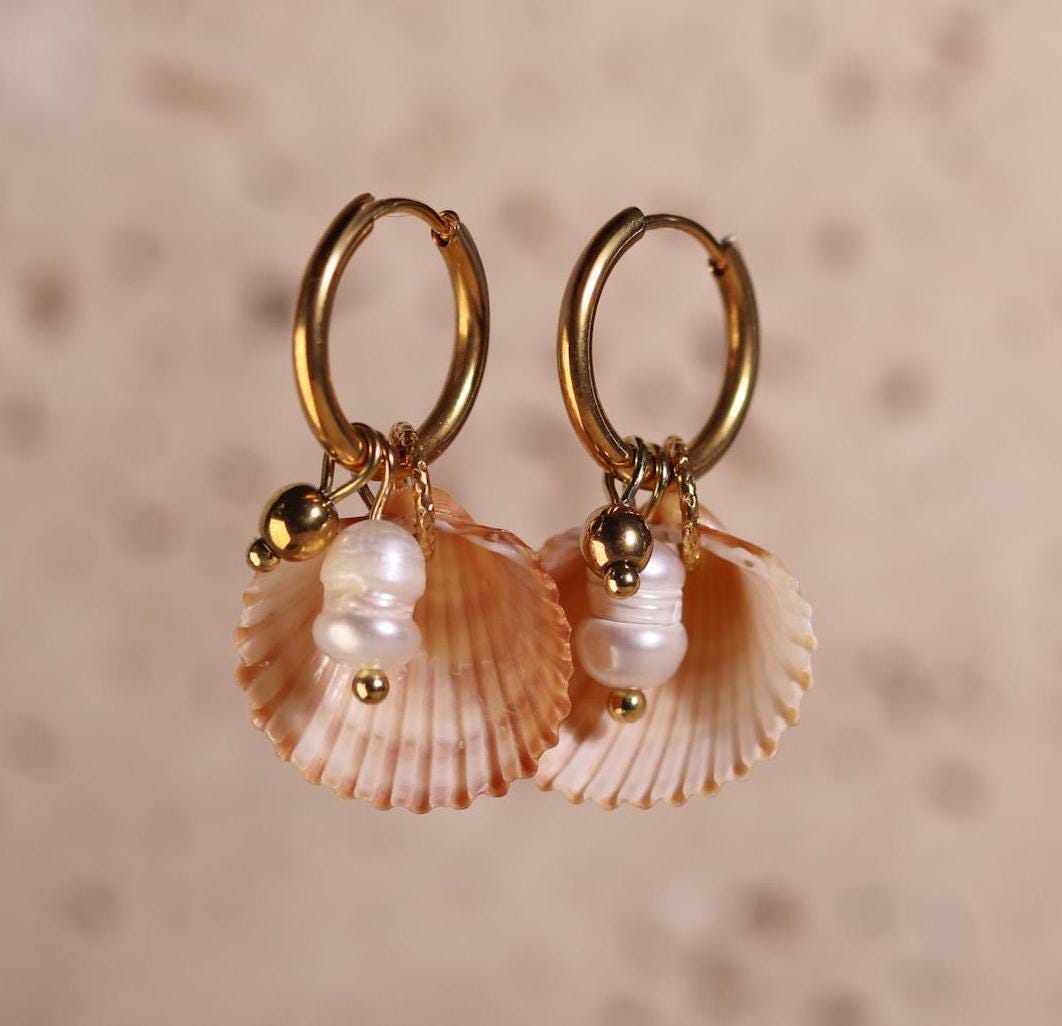 GoodLoverz LOVE OF SEA Collection Muschel Creolen 14k vergoldet