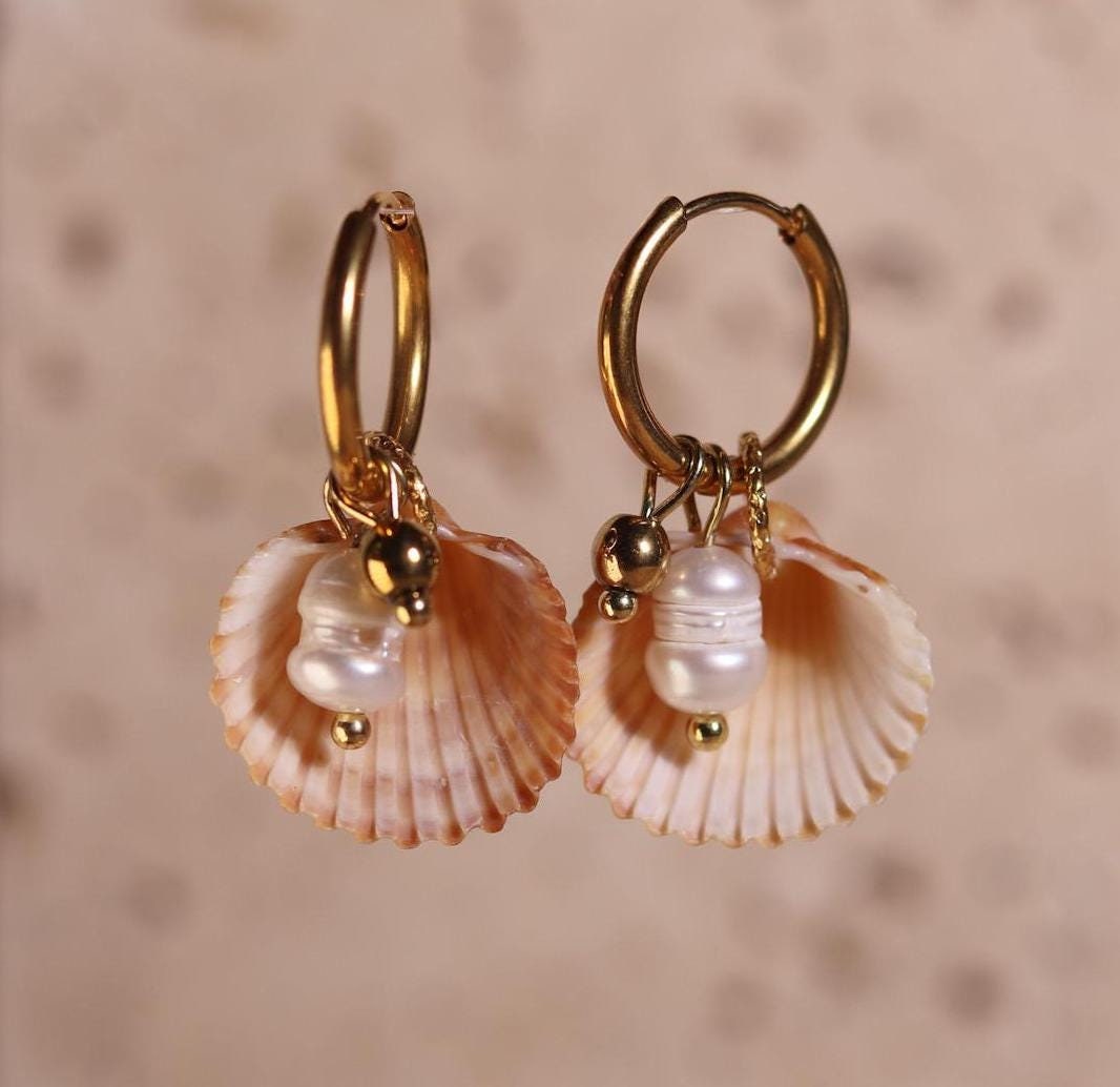 GoodLoverz LOVE OF SEA Collection Muschel Creolen 14k vergoldet