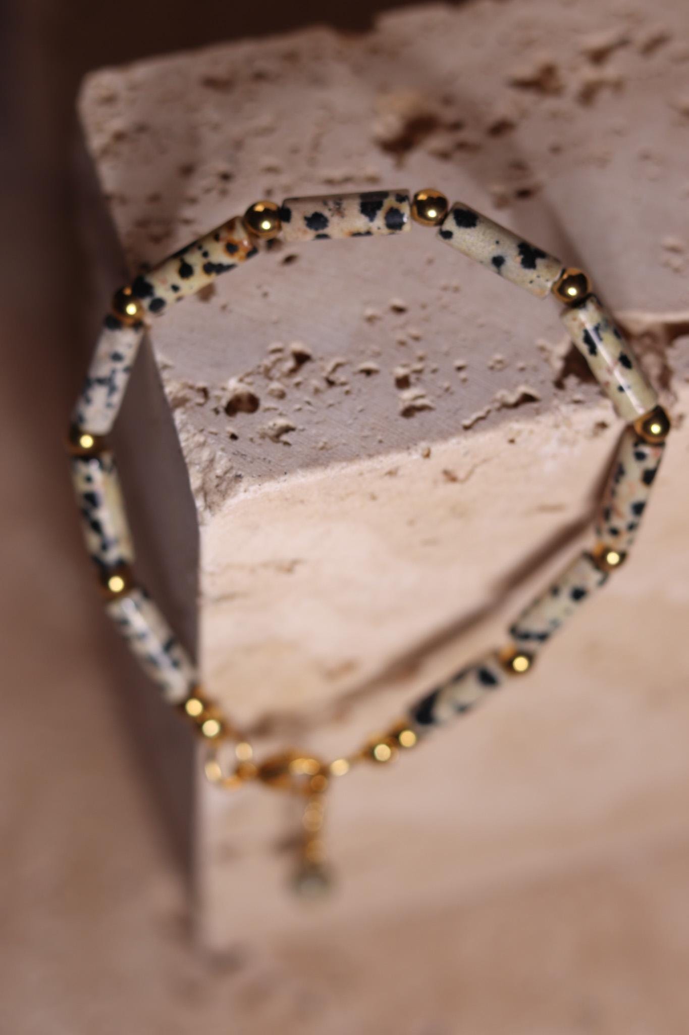 GoodLoverz Dalmatinisches Jaspis Perlenarmband