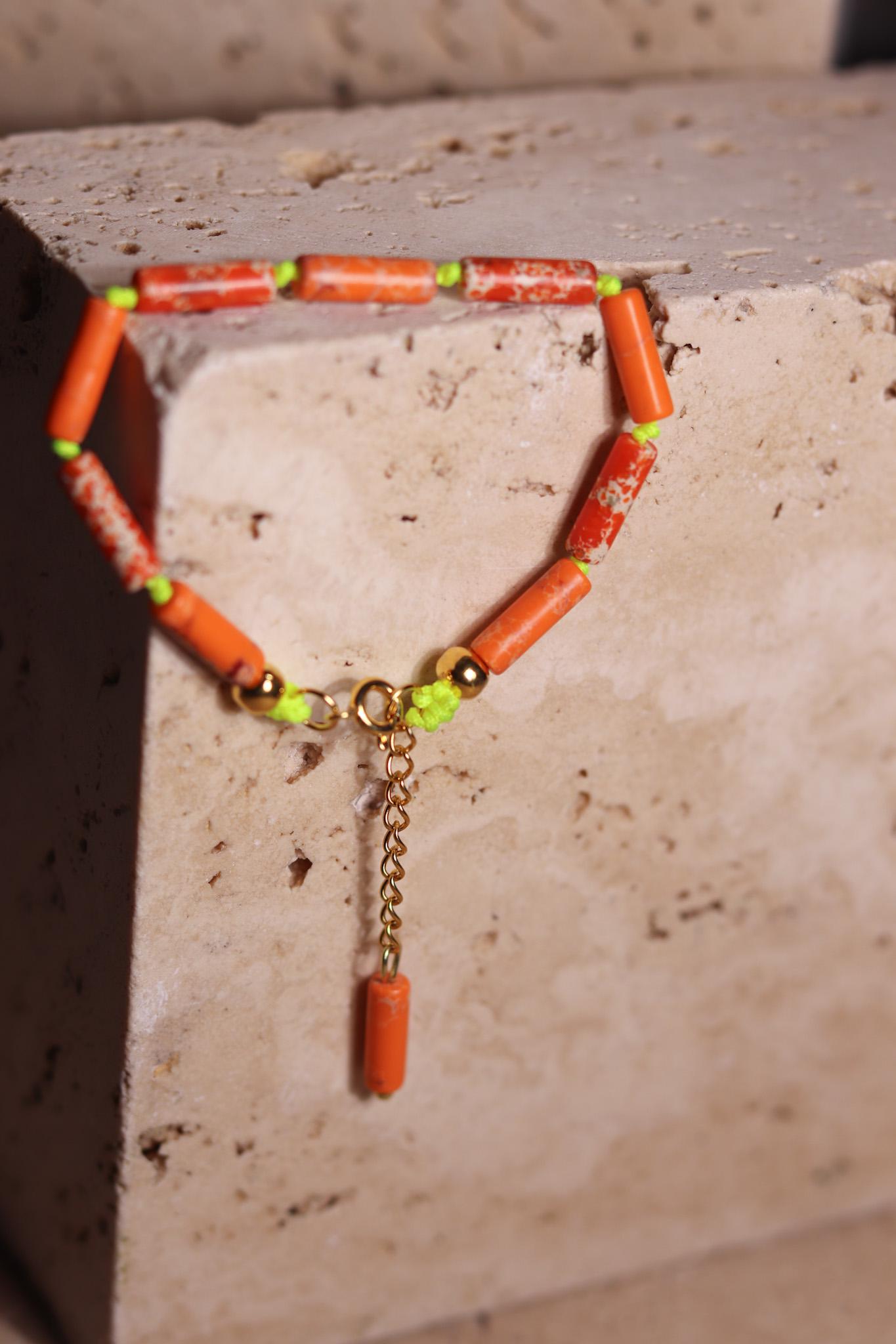 GoodLoverz Neon Dalmatinisches Jaspis Perlenarmband