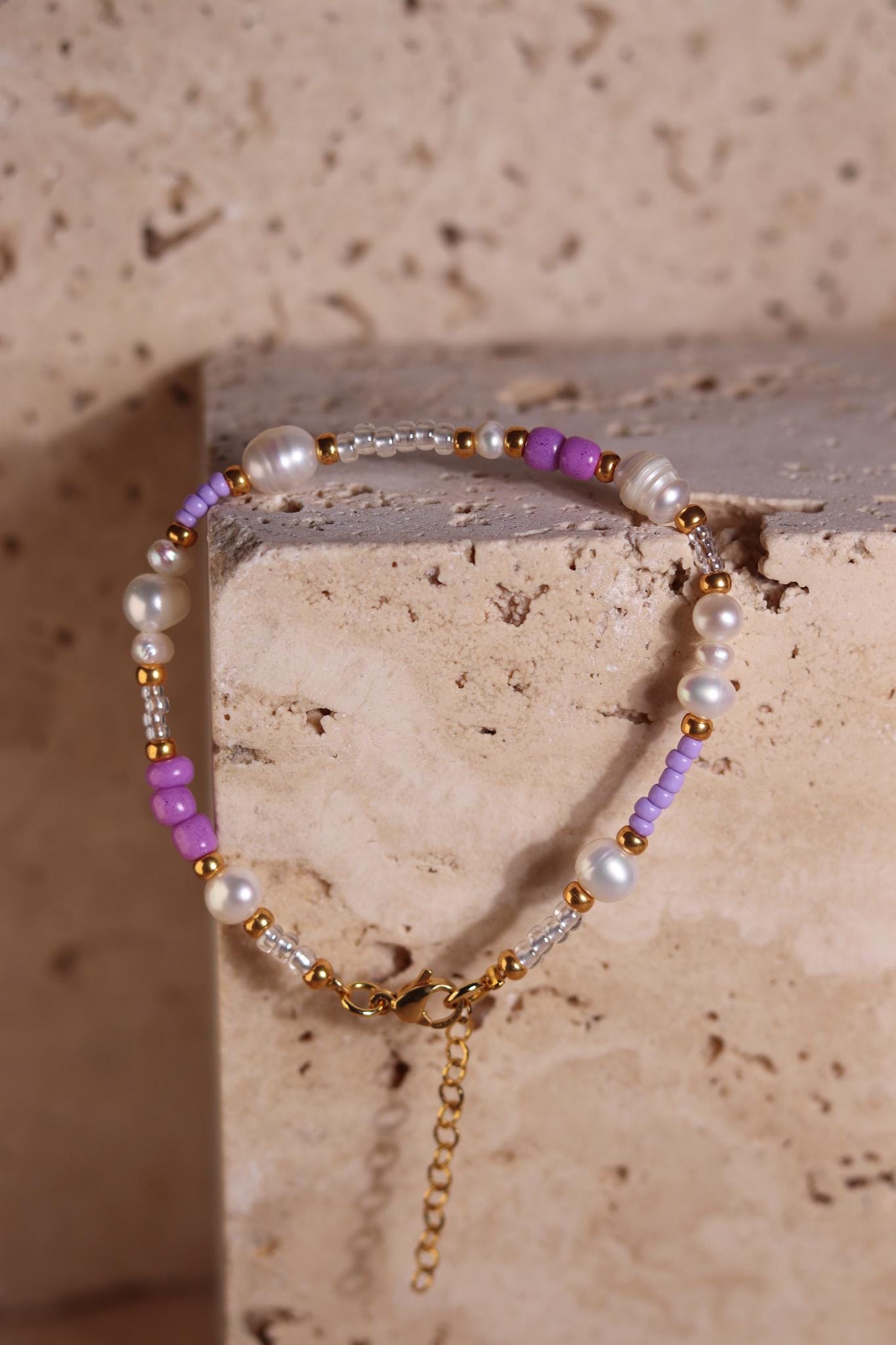 GoodLoverz Lavender Gold Armband mit Süßwasserperlen