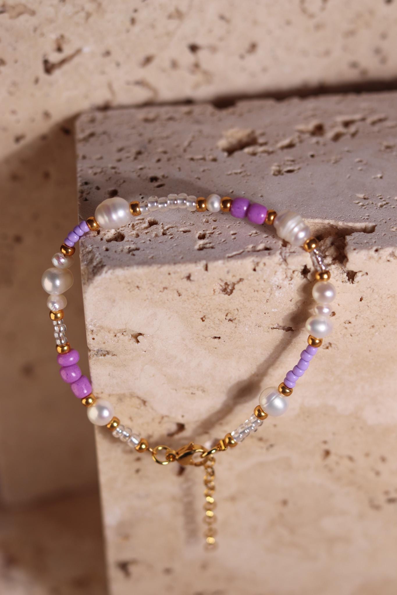 GoodLoverz Lavender Gold Armband mit Süßwasserperlen