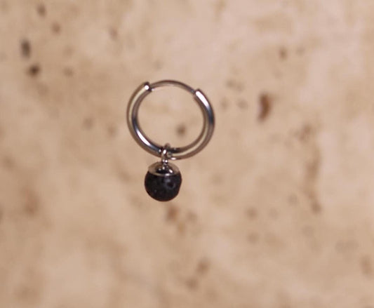 GoodLoverz Men Collection Creole mit schwarzem Lavastein Anhänger