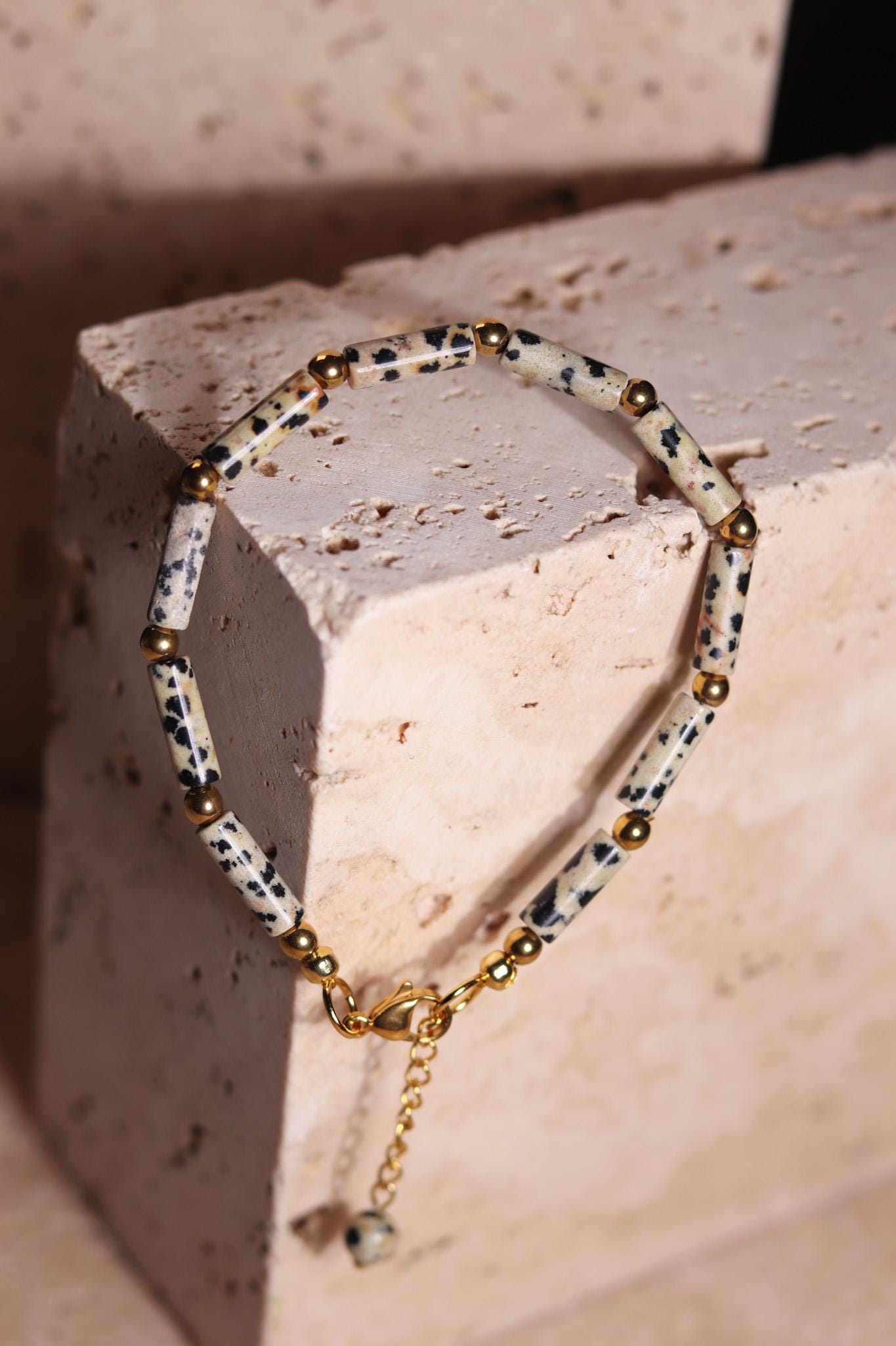GoodLoverz Dalmatinisches Jaspis Perlenarmband