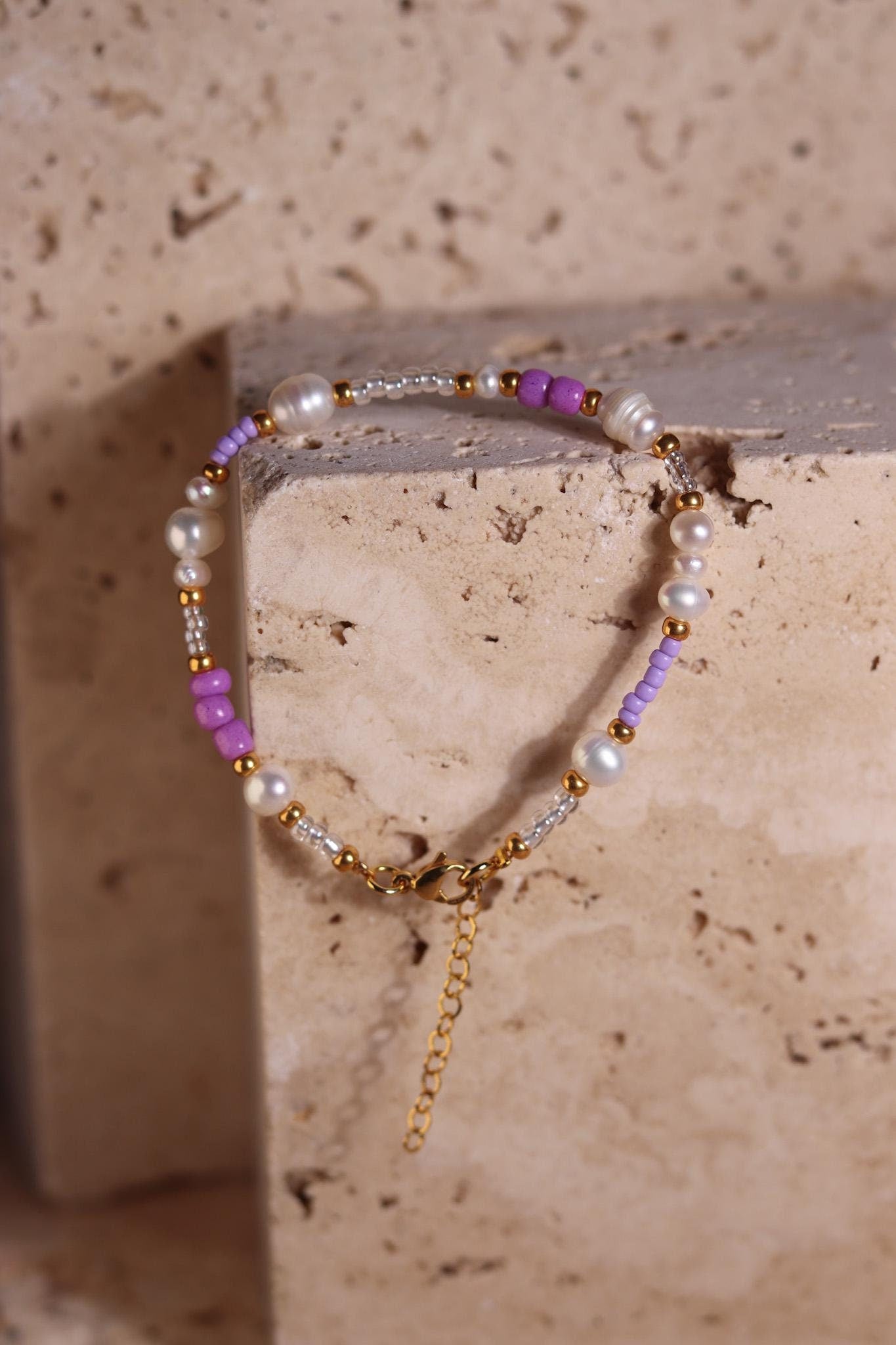 GoodLoverz Lavender Gold Armband mit Süßwasserperlen