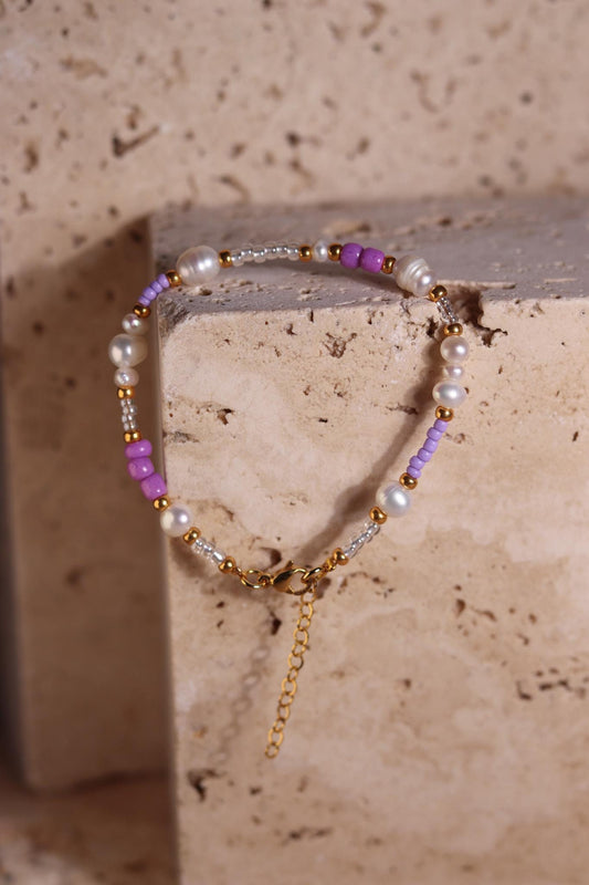 GoodLoverz Lavender Gold Armband mit Süßwasserperlen