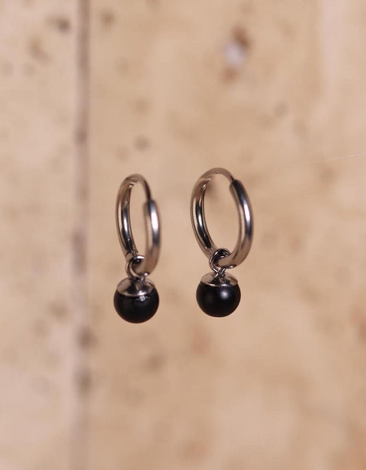 GoodLoverz Nature Collection Creolen silber mit Antracite-Black Perle