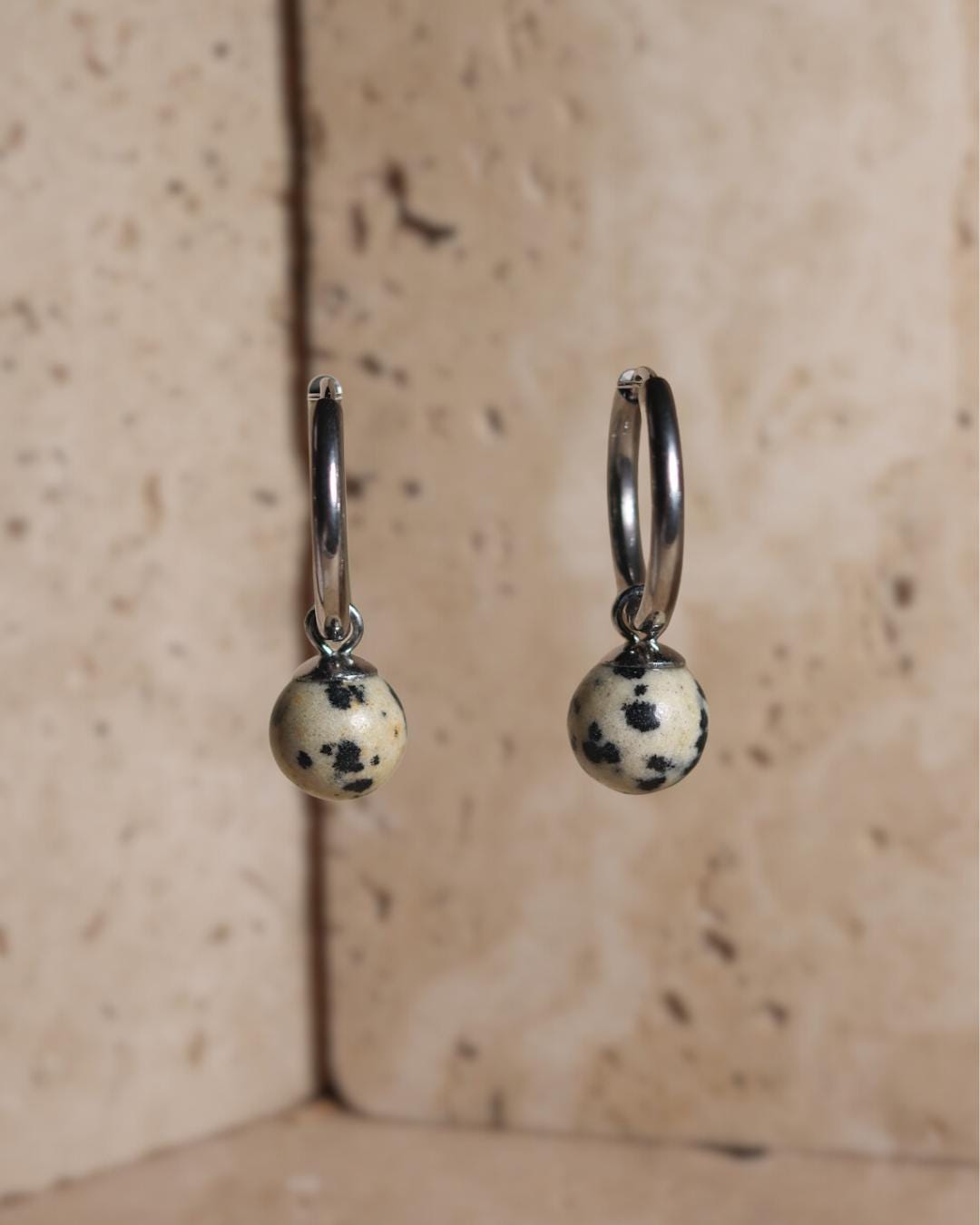 GoodLoverz Nature Collection Creolen silber mit Dalmatiner Jaspis