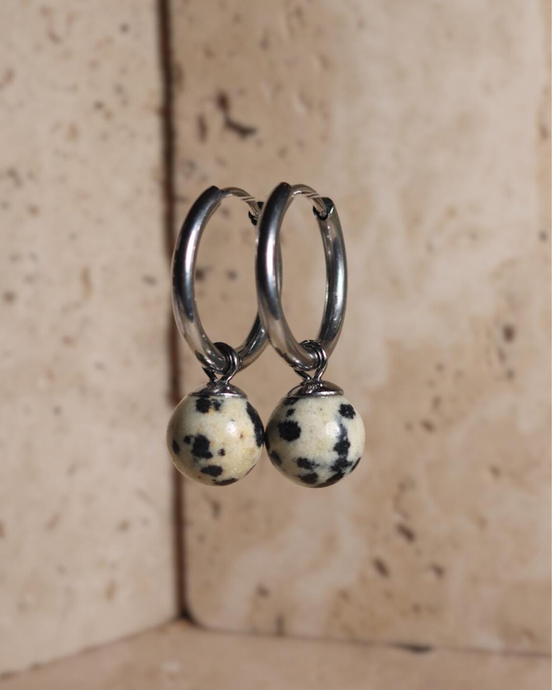 GoodLoverz Nature Collection Creolen silber mit Dalmatiner Jaspis